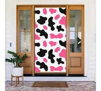 Graziosa copertura decorativa per porte con stampa mucca nera e rosa, decorazione per interni ed esterni, primavera, estate, autunno, inverno, Halloween, Natale, decorazioni per la casa