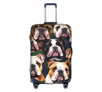 Graziosa copertura decorativa per valigie con stampa di bulldog inglese, lavabile, con cerniera nascosta, protezione per bagagli da viaggio, bianco, XL