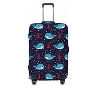 Graziosa copertura per bagagli da viaggio con ancora balena a pois in stile cartone animato - Elasticità Valigie Coperture per bagagli 45-81 cm, Nero, Large