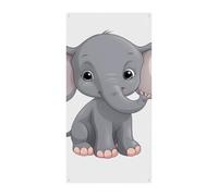Graziosa copertura per porta a forma di elefante in stile cartone animato, bandiera da appendere, per portico, per esterni, festività, cortile, decorazione per porta d'ingresso e portico