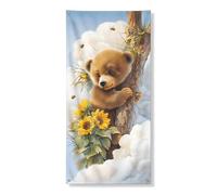 Graziosa copertura per porta a forma di orso, decorazione decorativa per porta d'ingresso, per interni ed esterni, per primavera ed estate, da appendere, 91 x 183 cm