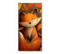 Graziosa copertura per porta decorativa a forma di volpe, fantasiosa decorazione per porta d'ingresso, per interni ed esterni, autunnale, stagionale, da appendere, 91 x 183 cm