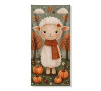 Graziosa copertura per porta decorativa con pecora, fantasiosa decorazione autunnale per porta d'ingresso, per interni ed esterni, per raccolto autunnale, da appendere, 91 x 183 cm