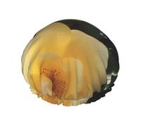 Graziosa cuffia da doccia da donna con rosa gialla impermeabile, riutilizzabile, copertura elastica per capelli, per bagno, spa, viaggi e uso quotidiano
