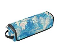 Graziosa custodia da viaggio 2 in 1 con foglie di palma e ferro arricciacapelli, con cuscinetto resistente al calore, custodia da viaggio per piastre, piastre e ferri arricciacapelli, organizer