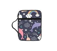 Graziosa custodia per libri con stampa di animali marini arcobaleno, per donne e ragazze, con manico, adatta per Bibbia di dimensioni standard