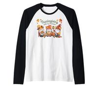 Graziosa Decorazione Autunnale con Scritta Thanksgiving with My Gnomi Maglia con Maniche Raglan