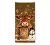 Graziosa decorazione per porta a forma di mucca, decorazione invernale rustica per la porta d'ingresso, decorazione per interni ed esterni, per vacanze stagionali, 91 x 182 cm