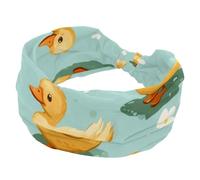Graziosa fascia elastica per capelli da donna, con motivo a paperella in stile cartone animato, senza cuciture, antiscivolo, turbante sportivo alla moda, per yoga, allenamento, uso quotidiano