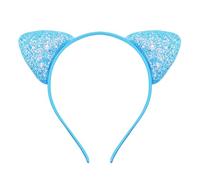 Graziosa fascia per bambini con orecchie di gatto giocose paillettes a cipolla scintillanti come accessorio per capelli (Sky Blue, taglia unica)