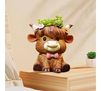 Graziosa fioriera a forma di mucca, scultura di mucca, decorazione per la
