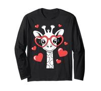 Graziosa Giraffa Cuore Occhiali Love Kawaii Style Maglia a Manica
