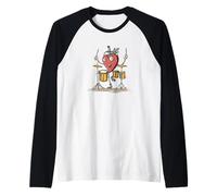 Graziosa Grafica a Forma di Cuore per Gli Amanti dei ritmi e della Batteria Maglia con Maniche Raglan