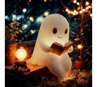 Graziosa lampada da lettura fantasma, decorazione per Halloween, luce notturna a LED, con luce calda, per feste, 3D, decorazione da tavolo