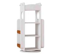Graziosa libreria a torre girevole a 360° in legno massello, per camera da letto, soggiorno, casa, ufficio, soluzione di archiviazione aperta per libri e decorazioni