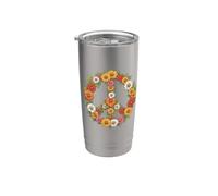 Graziosa margherita floreale retrò segno della pace per le donne hippie design Bicchiere termico in acciaio inox doppia parete