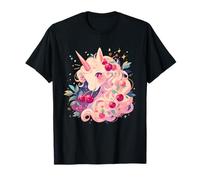 Graziosa opera d'arte con ciliegie e unicorni, motivo ciliegia e unicorno Maglietta