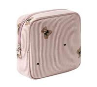 Graziosa piccola borsa per il trucco in velluto a coste con cerniera, mini coquette estetica con motivo a orso, tasca per chiavi, rossetto, porta carte, organizer per cavi dati, per donne e ragazze