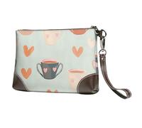 Graziosa pochette in pelle con tazza da donna, borsetta da polso a forma di cuore con cinturino staccabile, borsa da sera da donna, portafoglio lungo per matrimoni, feste, viaggi, affari