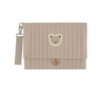 Graziosa pochette ricamata a forma di orso con scomparti, per il fissaggio al passeggino, con scomparto per salviette umidificate per quando si è in viaggio, ideale per le mamme