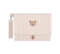 Graziosa pochette ricamata a forma di orso con scomparti, per il fissaggio al passeggino, con scomparto per salviette umidificate per quando si è in viaggio, ideale per le mamme