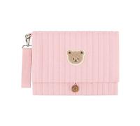 Graziosa pochette ricamata a forma di orso con scomparti, per il fissaggio al passeggino, con scomparto per salviette umidificate per quando si è in viaggio, ideale per le mamme