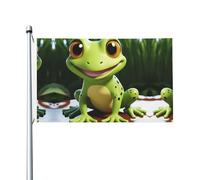 Graziosa rana di benvenuto bandiera da giardino 90 x 150 cm senza sbiadimento doppia faccia casa cortile bandiere all'aperto banner decorazione per cortile portico prato