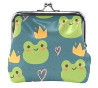 Graziosa rana, verde blu, grazioso portafoglio per monete, fibbia in pelle, lucchetto da bacio, portafoglio per carte, portaoggetti, graziosa rana, verde blu, classico, Rana dolce, verde acqua