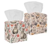 Graziosa scatola per fazzoletti con coniglietto pasquale e fiori vintage, porta fazzoletti per il viso, dispenser per tovaglioli, per bagno, piano di lavoro, cassettiera, scrivania, ufficio