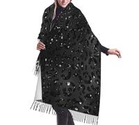 Graziosa sciarpa con frange in cashmere e stampa leopardata nera con motivo a pelle di ghepardo. Le sciarpe in seta autunnali e invernali sono super calde e morbide. Un accessorio di moda ideale co