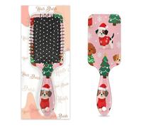 Graziosa spazzola per capelli con albero di Natale, per donne e ragazze, antistatica con setole in nylon lisce, spazzola districante, design leggero di sfiato, per capelli bagnati e asciutti (21 x 5