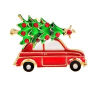 Graziosa spilla a forma di albero di Natale a forma di macchinina, per donne, uomini e ragazze, accessorio raffinato per festival, con zirconia cubica rossa, ottimo regalo per Capodanno, Natale e