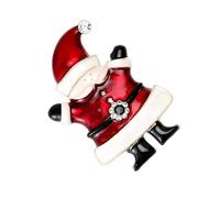 Graziosa spilla a forma di Babbo Natale, spilla smaltata rossa con cristalli per donne e uomini, gioiello natalizio con zirconia cubica, accessorio decorativo per feste di Natale, maglioni, sciarpe