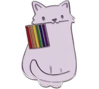 Graziosa spilla a forma di gatto bianca, bandiera arcobaleno, spilla semplice, alla moda, accessori in metallo, abbigliamento, gioielli, regali per amici, gioielli in lega di acciaio, Acrilico