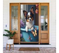 Graziosa stampa con farfalla e cane n. 610, decorazione decorativa per interni ed esterni, primavera, estate, autunno, inverno, Halloween, Natale, decorazioni per la casa