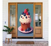 Graziosa stampa con torta n. 6 coperture decorative per porte, striscione per interni ed esterni, primavera, estate, autunno, inverno, Halloween, Natale, decorazioni per la casa