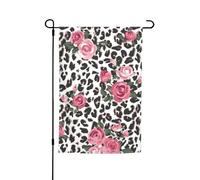 Graziosa stampa leopardata rosa rosa con motivo leopardato 30,5 x 45,7 cm, bandiera da giardino per tutte le stagioni, decorazione esterna per cortile, patio, portico e bandiera del prato