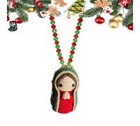 Graziosa statua di Maria, decorazione per interni dell'auto, fatta a mano all'uncinetto, ciondolo per specchietto retrovisore con statua della Vergine Maria, ciondolo per auto Madre Maria, rosario