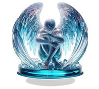 Graziosa statuetta con ali di preghiera a croce, 2D piatta con fiori e uccello, splendida statua da tavolo A-nge 2025, nuova