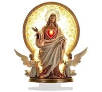 Graziosa statuetta con ali di preghiera a croce, 2D piatta con fiori nuova statua di uccello A-nge 2025, splendida scrivania