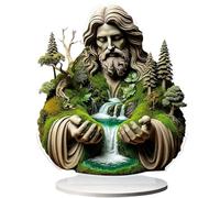 Graziosa statuetta con ali di preghiera a croce, 2D piatta con fiori nuova statua di uccello, A-nge 2025 splendida scrivania