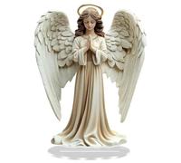 Graziosa statuetta con ali di preghiera a croce, statua piatta 2D con fiori, nuovo uccello da tavolo 2025 A-nge Gorgeous
