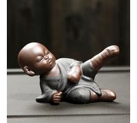 Graziosa Statuetta in Ceramica di Buddha Kung Fu, Statua del Monaco Shaolin, Feng Shui, Piccolo Buddha, Decorazione per Animali Domestici, Decorazione per la casa, Ufficio, Zen, Arti marzial