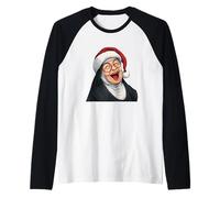 Graziosa Suora Natalizia con Cappello di Babbo Natale per la Notte di Natale Maglia con Maniche Raglan