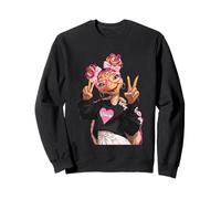 Graziosa Tartaruga con Fiocchi Rosa e Occhiali con Simbolo della Pace Felpa