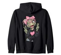 Graziosa Tartaruga strizzacervelli Rosa Occhiali Segno della Pace Rettile Mamma Felpa con Cappuccio