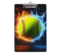 Graziosa tavoletta portadocumenti in acrilico con clip a basso profilo, accessori per ufficio e scrivania, per donne e uomini, ghiaccio, acqua, fuoco, fiamma, softball, baseball
