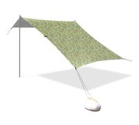 Graziosa tenda da spiaggia pieghevole con foglie verdi, UPF50+, impermeabile, con tasche per sabbia, per campeggio, picnic, cortile e pesca