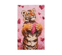 Graziosa tigre con cuore rosa, bandierine per la casa, 9 x 1,5 m, con occhielli, decorazioni per interni ed esterni, feste per la casa