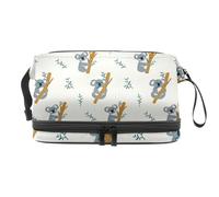 Graziosa trousse a doppio strato con koala e albero che si arrampica, per donne e ragazze, trousse da viaggio per trucchi, pratica borsa organizer con scomparto per pennelli, Multi, 27x15x14